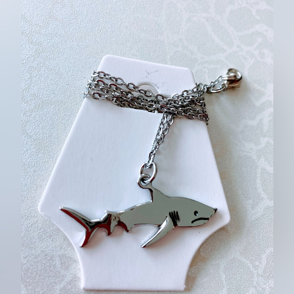 Silver Shark Pendant Necklace